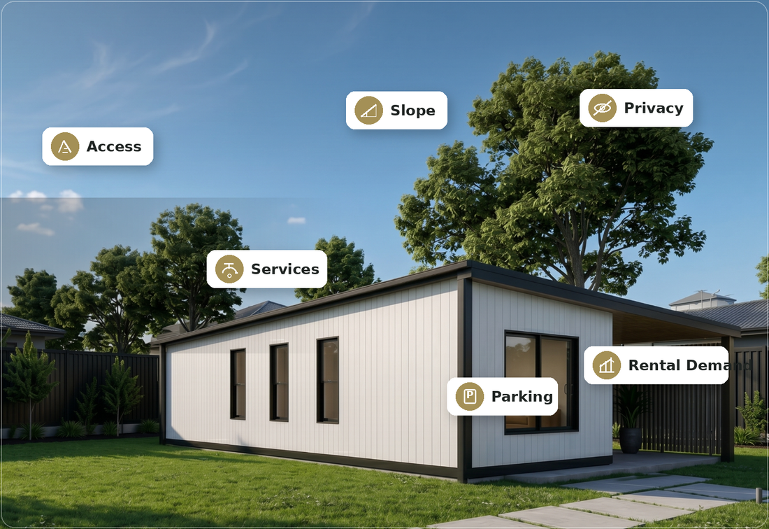 Backyard site plan for a granny flat cost and ROI review