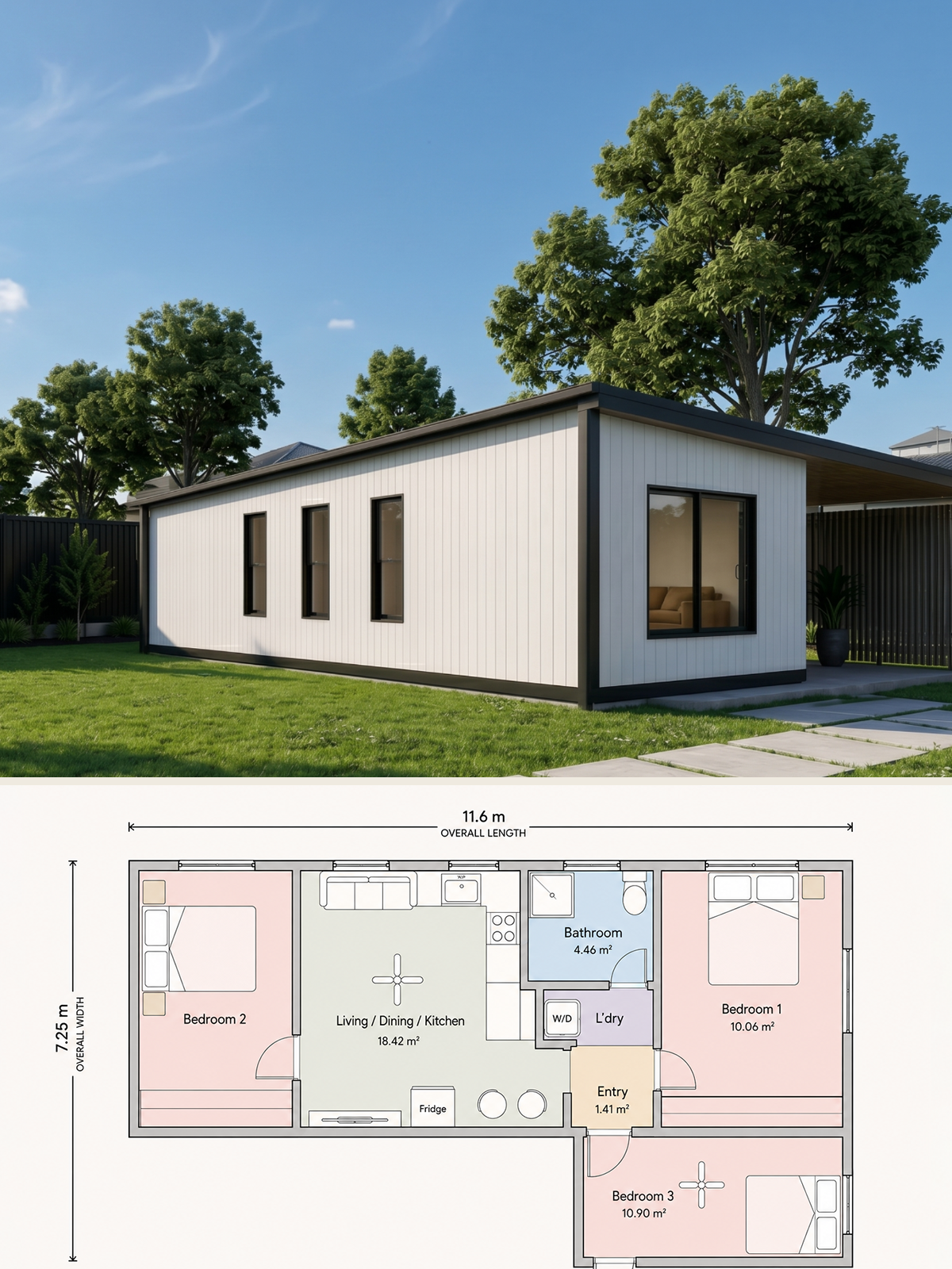 Modern granny flat exterior in a Melbourne backyard