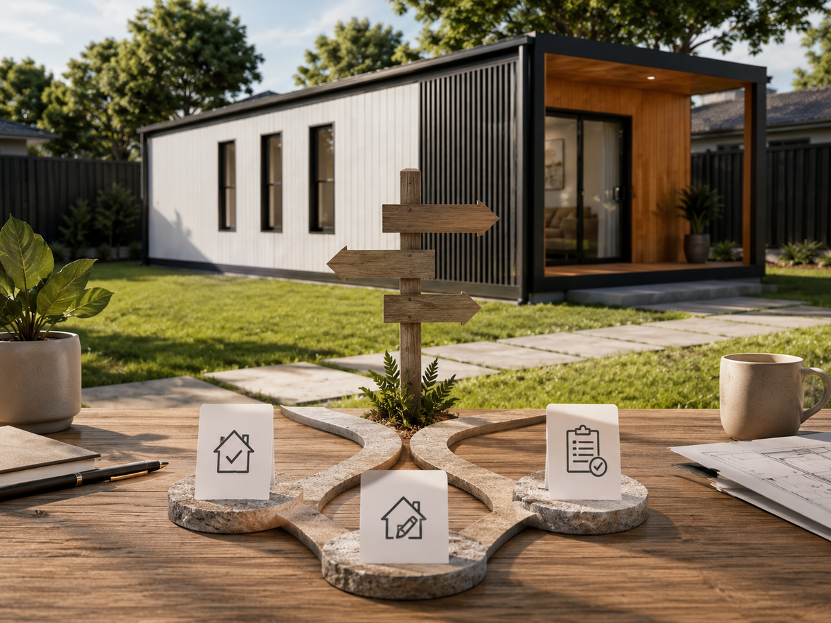 Approval pathway diagram for a Victoria granny flat project