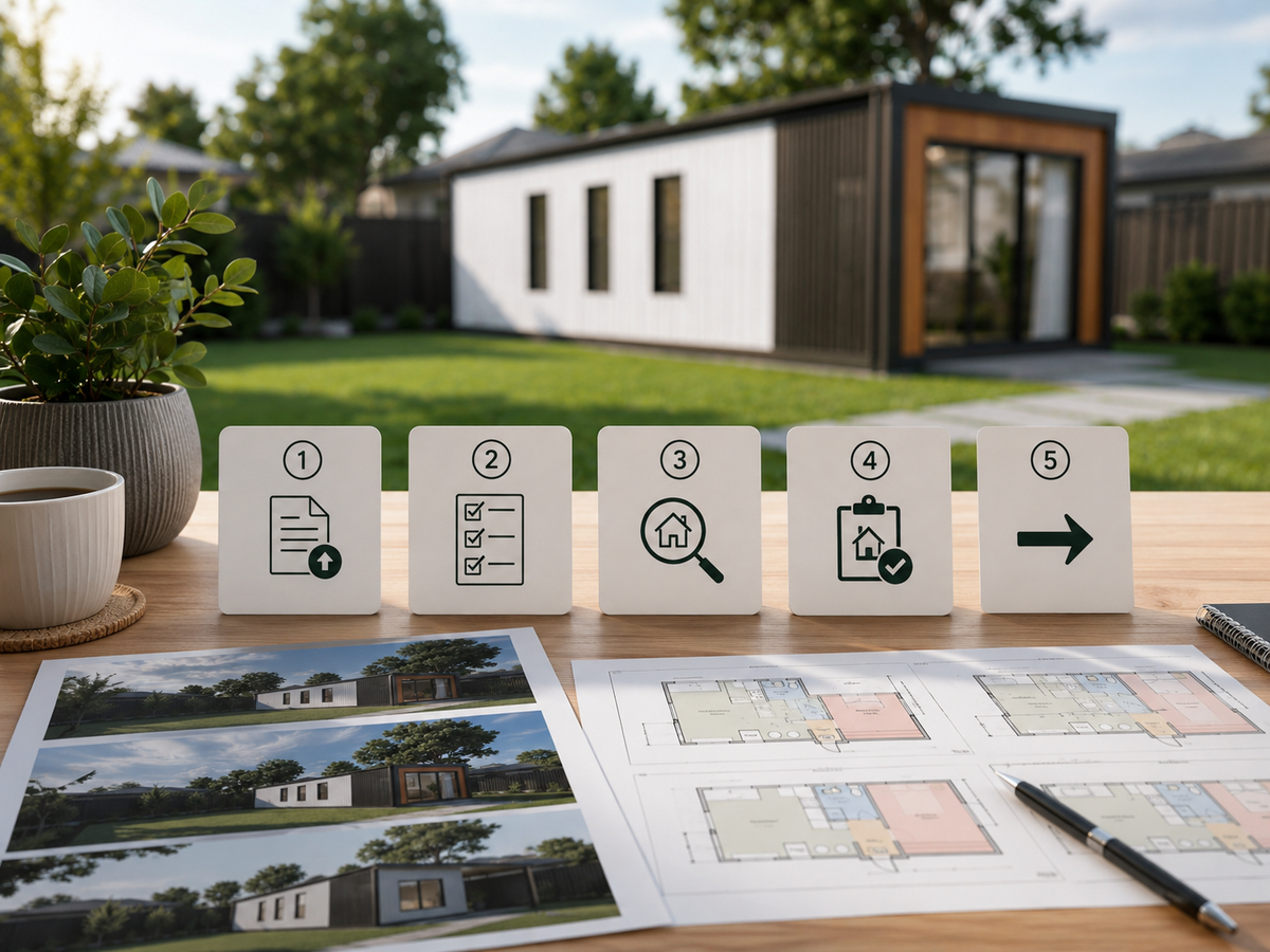 Approval pathway steps for a Victoria granny flat land check