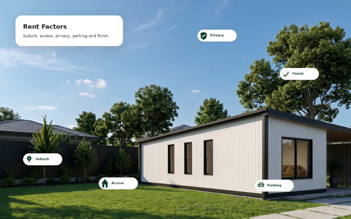 M Plus granny flat exterior showing rental appeal factors